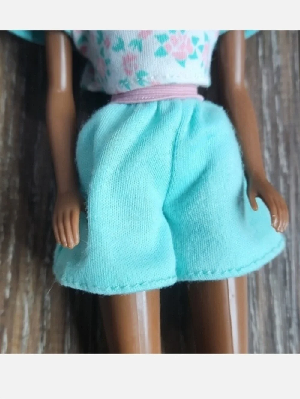 Vintage African American Black Barbie Doll Pink Green Floral Outfit